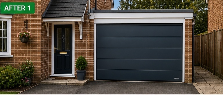 Garage — new anthracite door — AI concept visualisation