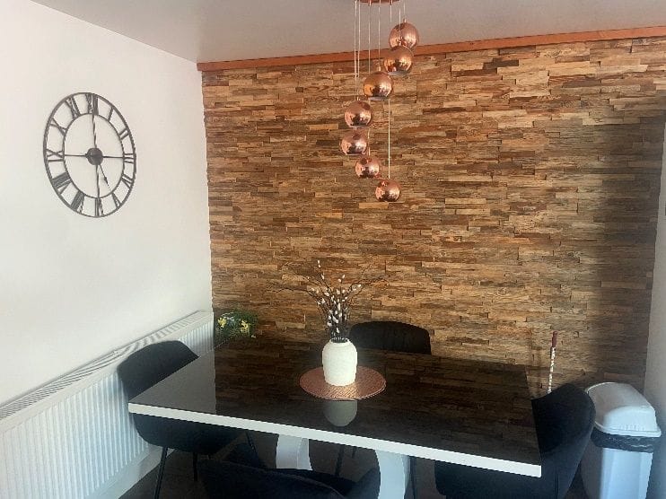 Another view of the finished kitchen and dining area
