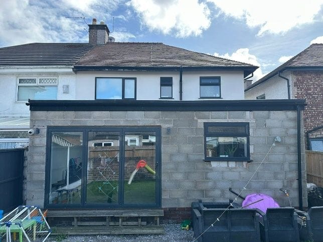 The rear extension and dormer part-way through construction