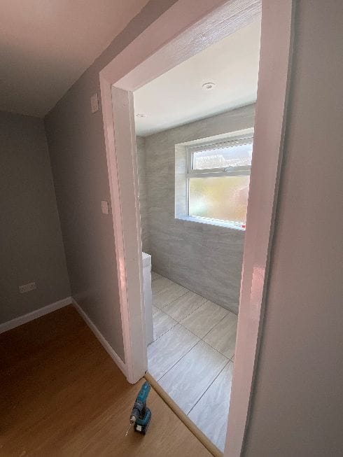 The finished room inside the converted garage