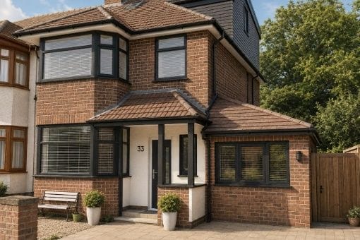 Design visualisation of the same frontage after the garage conversion