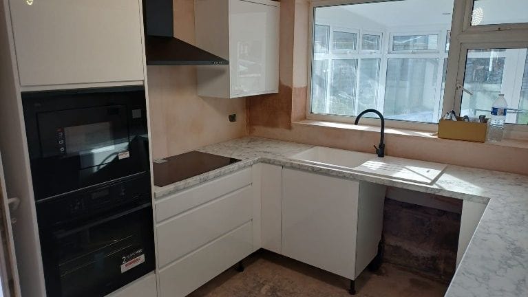 The new kitchen inside the former garage