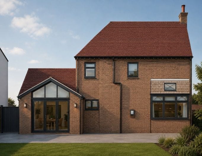 Design visualisation of the proposed side extension from the rear