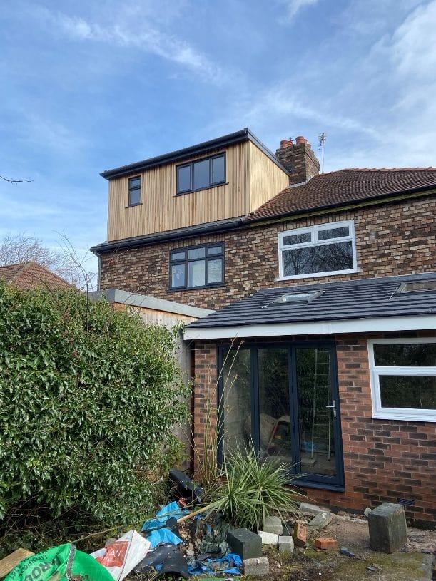 The completed timber-clad rear dormer