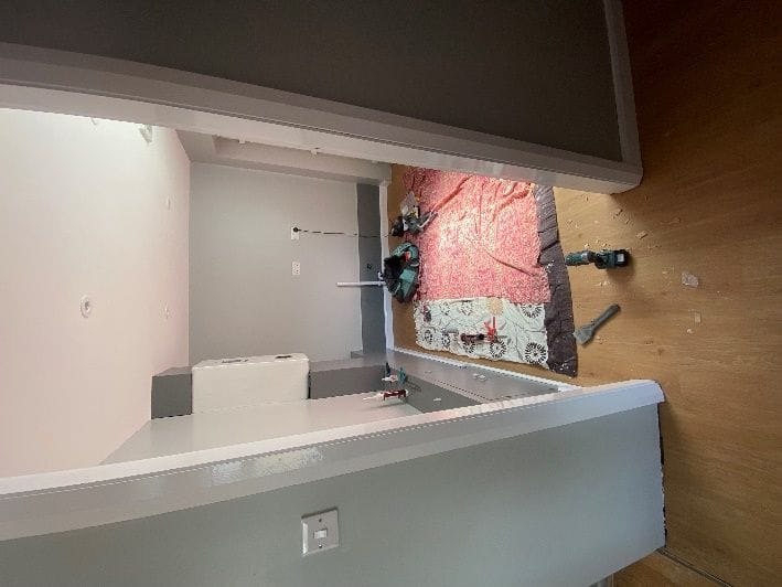 The new storage space in the converted garage