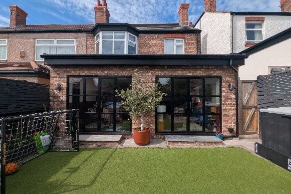 Design visualisation of the proposed full-width rear extension from the garden
