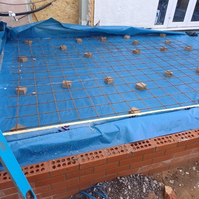 The floor build-up before the concrete pour