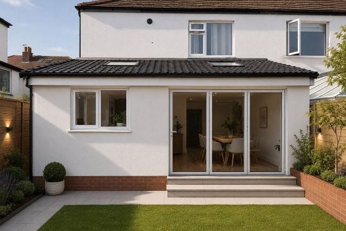 Design visualisation of the proposed rear extension and garden
