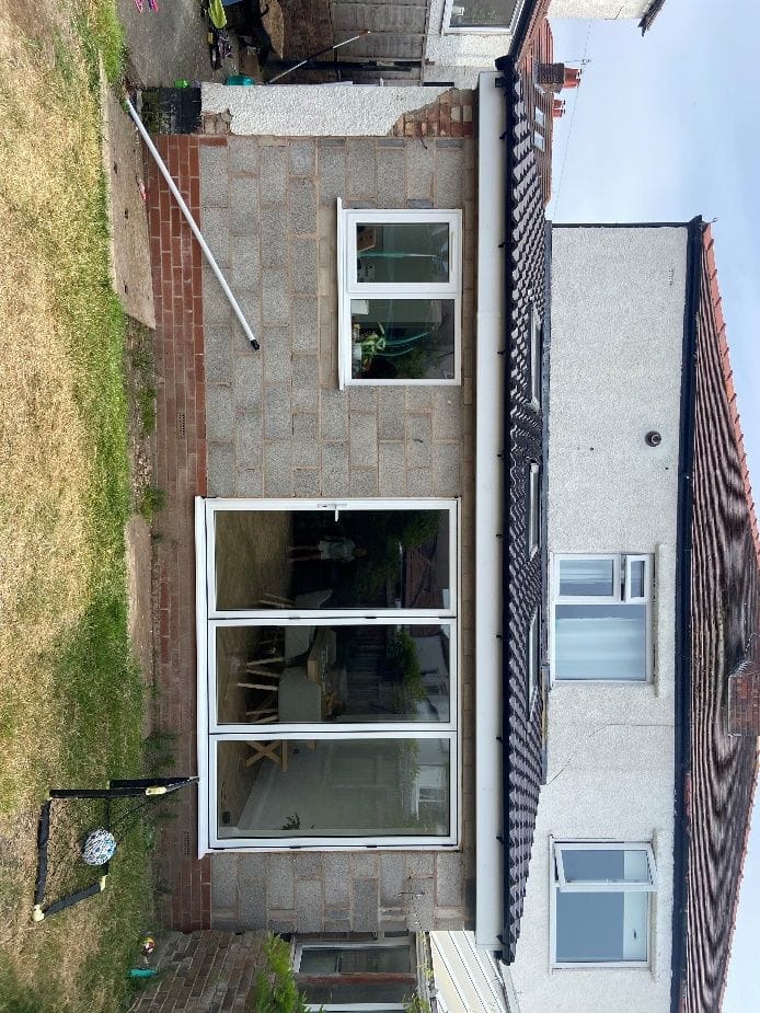 The extension externally, part-way through the finishes
