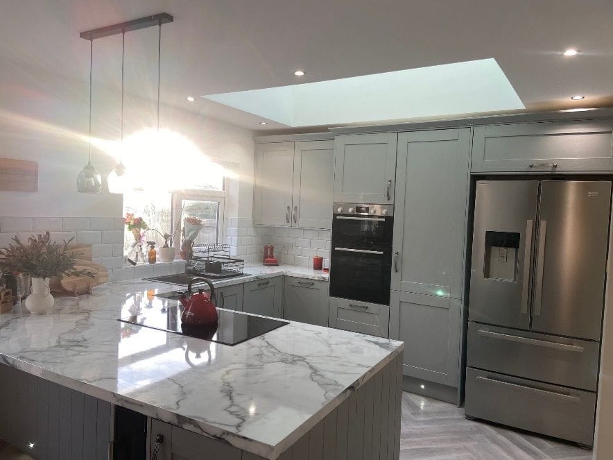 The finished open-plan kitchen