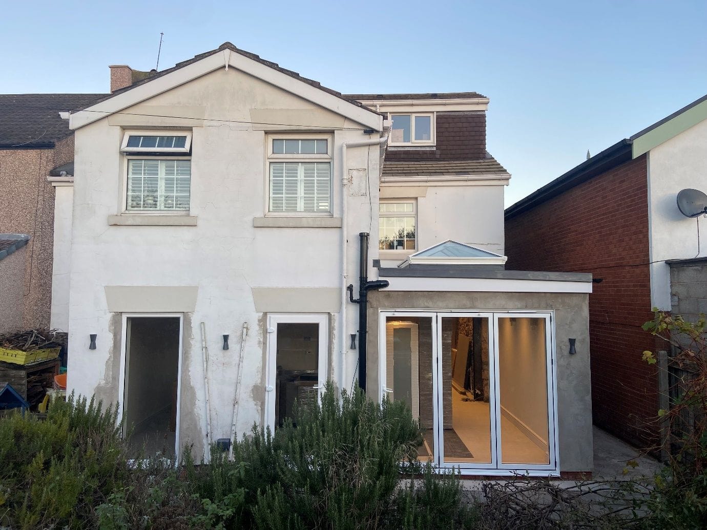 The completed extensions from the garden