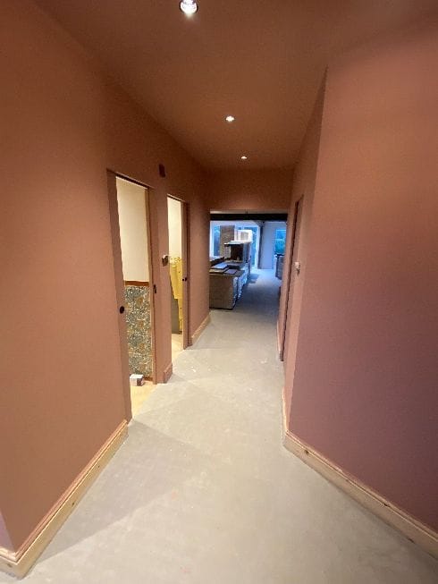 The new entrance hallway part-way through the works
