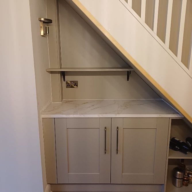 Built-in storage under the new staircase