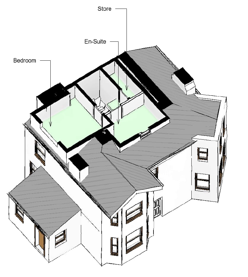 Three-dimensional concept view of the proposed loft conversion